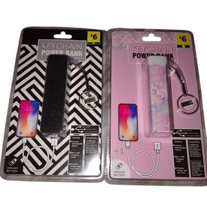 Portable Keychain Power Bank - Black and Pink